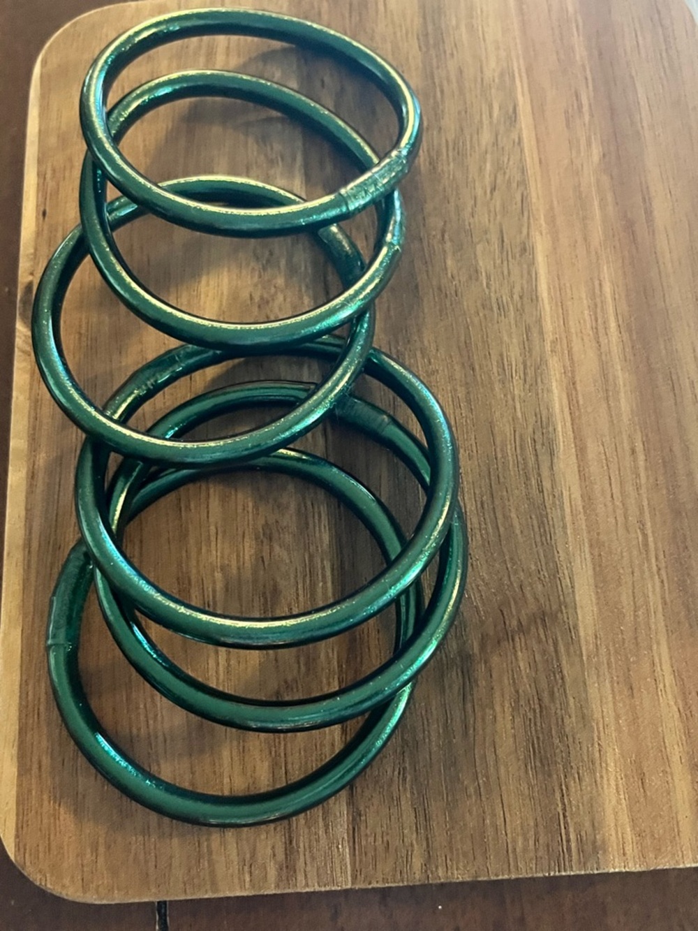 Budha Girl Bangles Set of 6-  Metallic green  size small